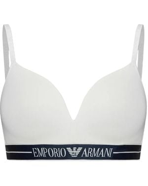 Emporio Armani Logo-Band Bra - White