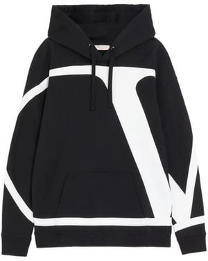 Valentino Garavani Cotton Sweatshirt With Vlogo Signature-Print - Black