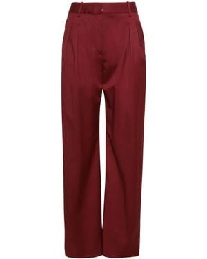 Loulou de Saison Silk High-Waisted Pants - Red