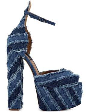 Philipp Plein Mixed Denim 120Mm Platform Sandals - Blue