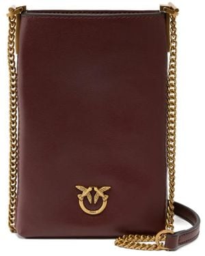 Pinko Leather Smartphone Case With Shoulder Strap - Purple
