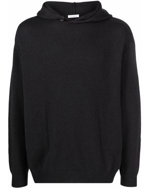 Malo Ribbed-Knit Hooded Sweatshirt - Black