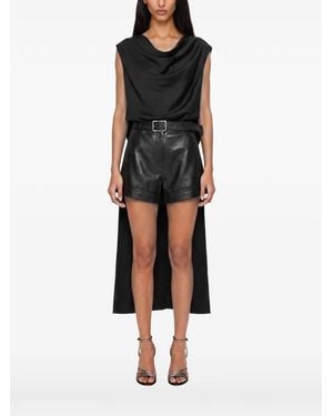 Jonathan Simkhai Draped Asymmetric-Hem Blouse - Black