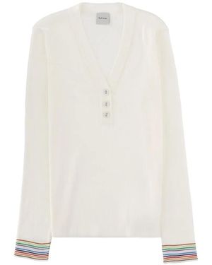 Paul Smith Button-Up V-Neck Top - White