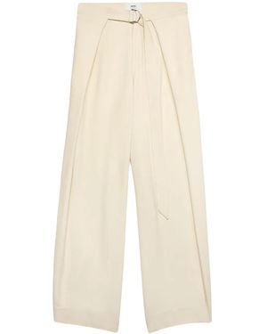 Ami Paris Layered Wide-Leg Pants - Natural