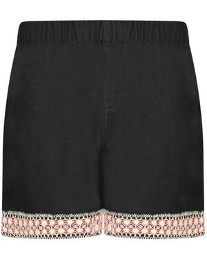 Commas Crochet-Trim Elasticated Shorts - Black