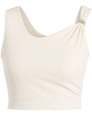 Guess Crystal-Embellished Ribbed Crop Top - White