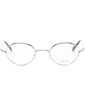 McQueen Gafas Con Montura Oval - Blanco