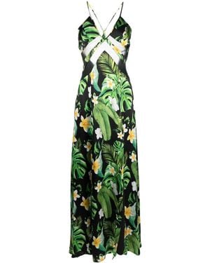 Philipp Plein Hawaii Printed Silk Maxi Dress - Green