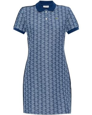 Lacoste Monogram-Jacquard Polo Dress - Blue