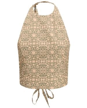 Kristina Ti Floral Print Halterneck Top - Natural