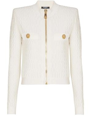 Balmain Cardigan Mit Reißverschluss - Weiß