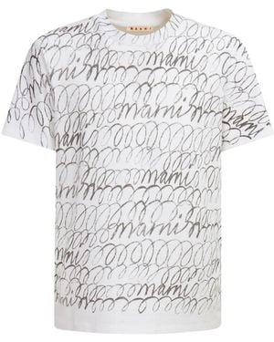 Marni Logo-Print Cotton T-Shirt - White
