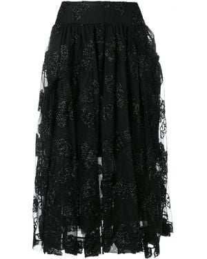 Simone Rocha Jacquard Tulle Midi Skirt - Black