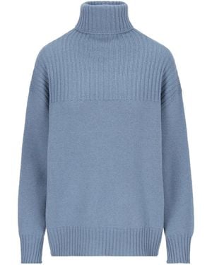 Vanisé Turtleneck Ribbed Sweater - Blue