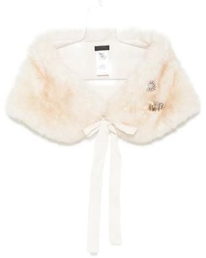 Liu Jo Embellished Faux-Fur Scarf - White