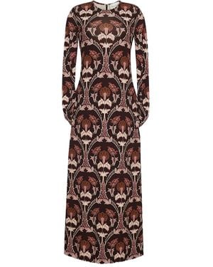 Cara Cara Floral-Print Long-Sleeve Dress - Brown