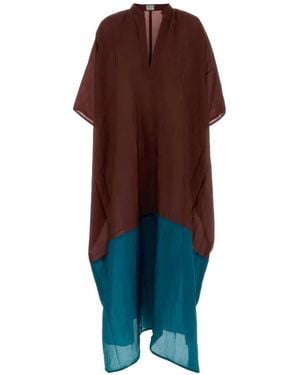 THE ROSE IBIZA Two-Tone Silk Midi Dress - Brown