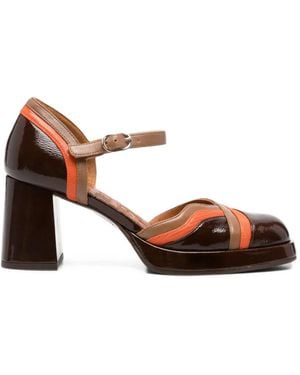 Chie Mihara Kate Paneled Patent Leather Pumps - Brown