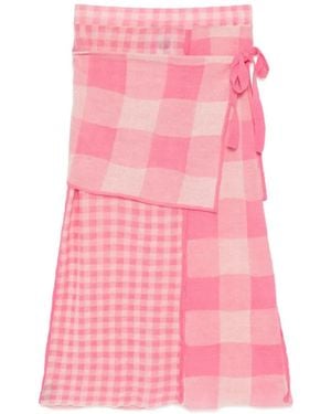 YANYAN KNITS Checked Skirt - Pink