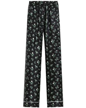 Dolce & Gabbana Roses And Lilies Of The Valley-Print Twill Vanity Trousers - Black