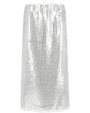 Isabelle Blanche Metallic Midi Skirt - White