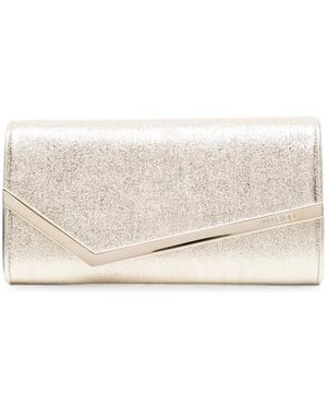 Jimmy Choo Glitter-Effect Envelope Wallet - Natural