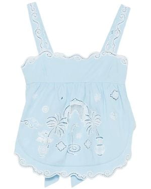 ALÉMAIS Maizy Scalloped-Trim Top - Blue