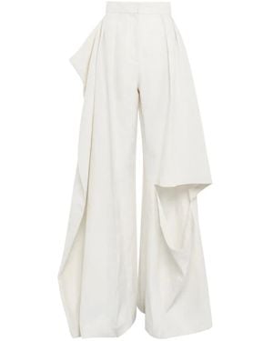 A.W.A.K.E. MODE Slit-Knee Draped Trousers - White
