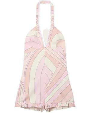 PUCCI Iride-Print Halterneck Playsuit - Pink