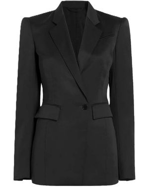 Another Tomorrow Button Single-Breasted Jacket - Black