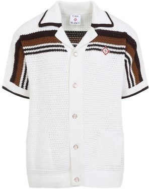 CASABLANCA Crochet Short Sleeve Shirt - White
