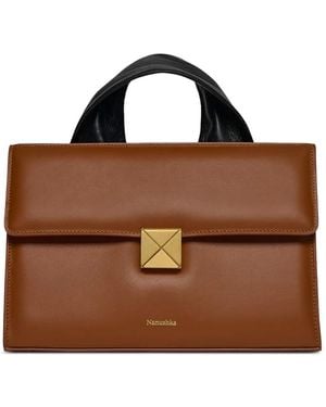 Nanushka Logo-Stamp Tote Bag - Brown