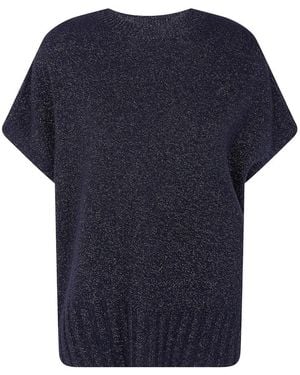 Twinset Lurex-Knit Short-Sleeve Jumper - Blue
