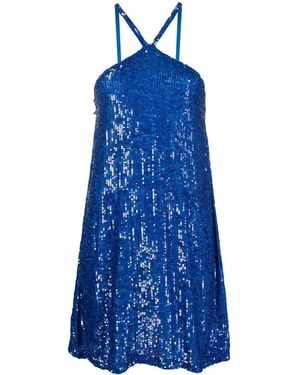 P.A.R.O.S.H. Sequin-Embellished Halter Mini Dress - Blue