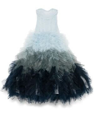 Ana Radu Gradient-Effect Tulle Gown - Blue