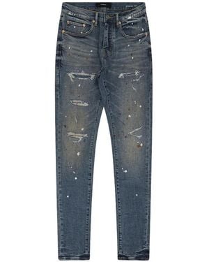 Purple Brand Paint-Splatter Distressed Jeans - Blue