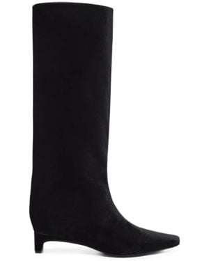 Loulou de Saison Naomi Kitten Heel Stiefel Aus Samt - Schwarz