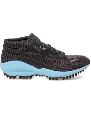 Lanvin Geometric-Print Lace-Up Sneakers - White