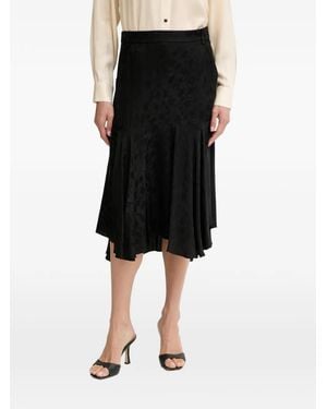 Pinko Floral-Jacquard Asymmetric Midi Skirt - Black