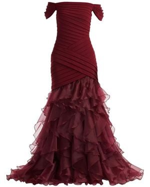 Tadashi Shoji Ruffled Off-Shoulder Maxi Dress - Red