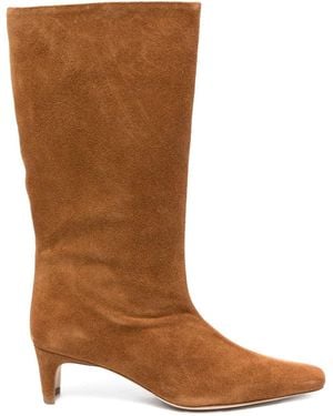 STAUD 60Mm Wally Suede Leather Pointed-Toe Boots - Marrone