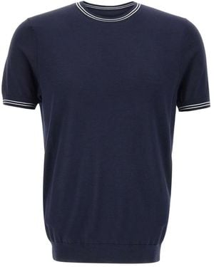 Diktat T-Shirt Met Gestreepte Afwerking En Ronde Hals - Blauw