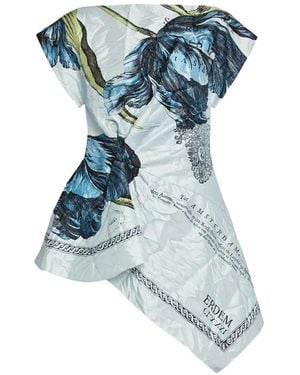 Erdem Floral Asymmetric Top - Blue