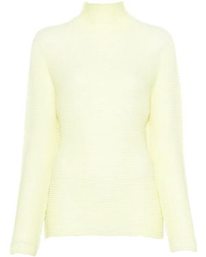 Issey Miyake Ribbed Roll-Neck Blouse - Yellow