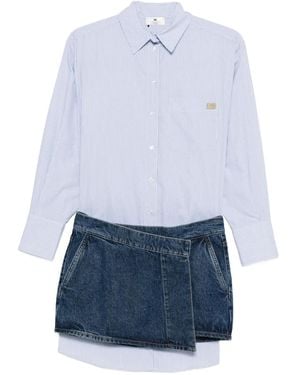 Elisabetta Franchi Cotton-blend Denim Mini Dress - ブルー