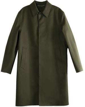 Saint Laurent Buttoned Flap-Pocket Coat - Green