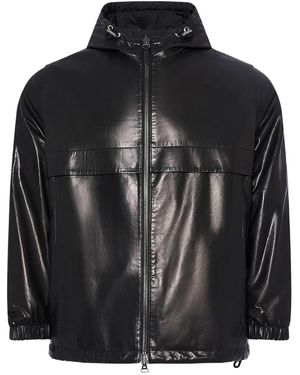 Yves Salomon Hooded Calfskin Leather Jacket - Black