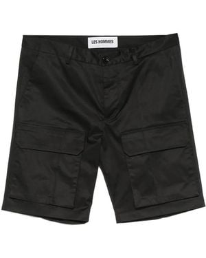 Les Hommes Cargo-Pocket Shorts - Black