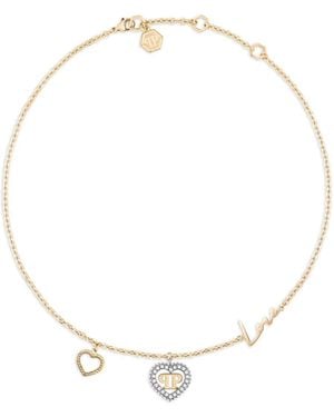 Philipp Plein Collar Con Apliques De Corazón - Blanco